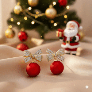 Eloria Elegant Red Bow Earrings