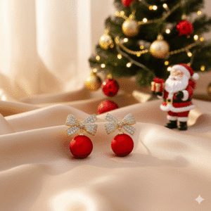 Elegant Red Bow Earrings