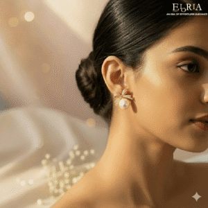 Alternative view of Eloria Pearl Bow Earrings | Gold Plated Korean Style Artificial Jewelry