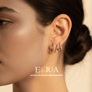 Alternative view of Eloria Gold Plated Spiral Curve Earrings for Women & Girls | Luxury Party Wear Diamond Look Earrings
