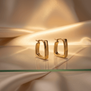 Alternative view of Eloria Gold Plated Minimalist U-Shape  Earrings