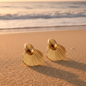 Golden shell earrings