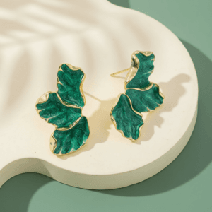 Green Petal Earrings