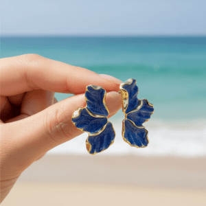 Alternative view of Eloria Blue Modern Petal Earrings