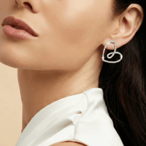 Alternative view of Rhinestone Heart Drop Earrings