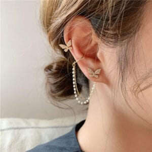 Alternative view of Eloria Butterfly Chain EarCuff Earrings