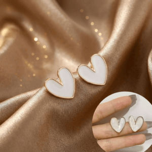 White Heart Stud Earring