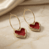 Red Heart Hoop Earrings