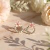 Pink Floral Hoop Earring